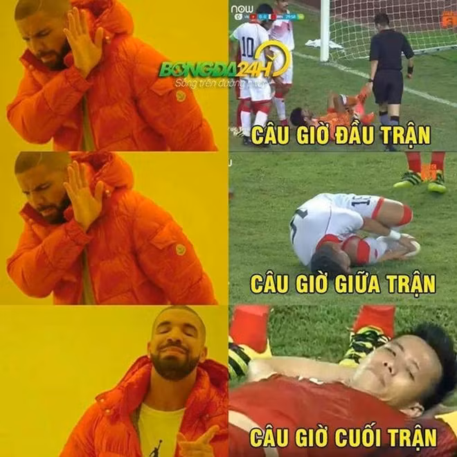 Một tình huống câu giờ của cầu thủ đang khoác áo CLB Hà Nội.