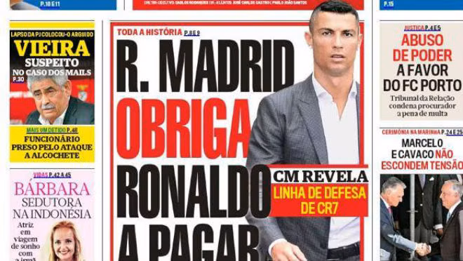 Real Madrid đang tính kiện tờ Correio da Manha vì những thông tin liên quan đến Ronaldo.