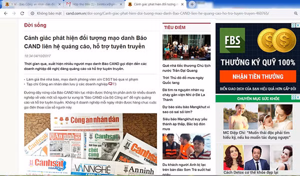 Báo CAND từng chính thức lên tiếng về việc đối tượng giả danh P.V Báo CAND đề nghị các doanh nghiệp làm quảng cáo.