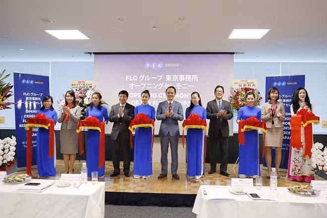 Cắt băng khai trương Văn phòng đại diện Tập đoàn FLC tại thủ đô Nhật Bản.