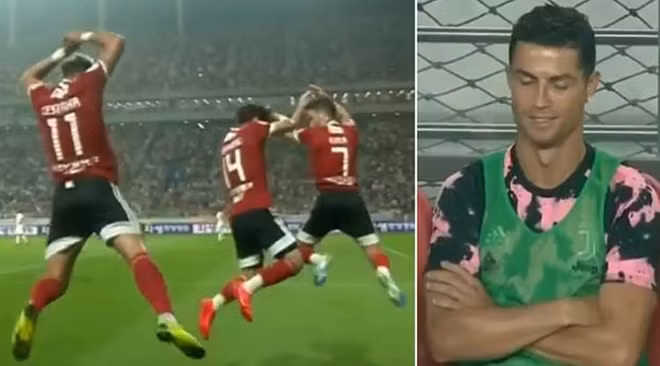 Phản ứng của CR7 khi chứng kiến màn ăn mừng quen thuộc của mình bị đối thủ "copy"