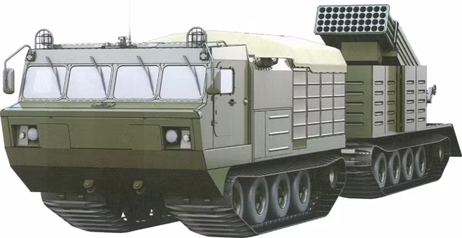 Bệ phóng tên lửa Grad 122mm trên xe việt dã DT-10PM.