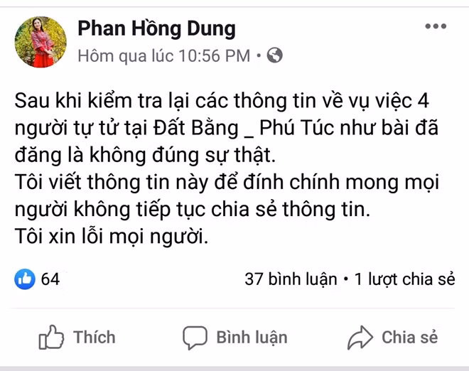 Nội dung đính chính của bà Dung sau khi công an mời làm việc.