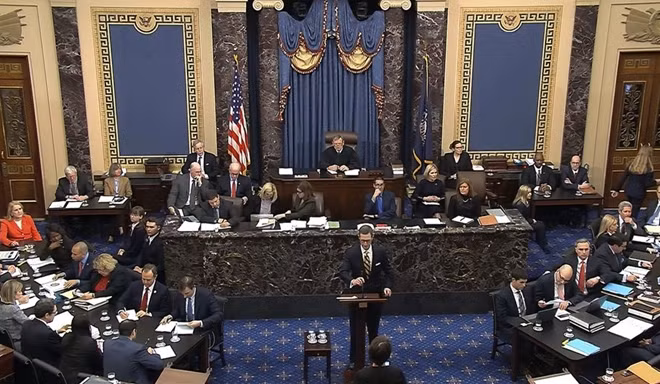 Một cảnh trong phiên luận tội Tổng thống Donald Trump. Ảnh: AP