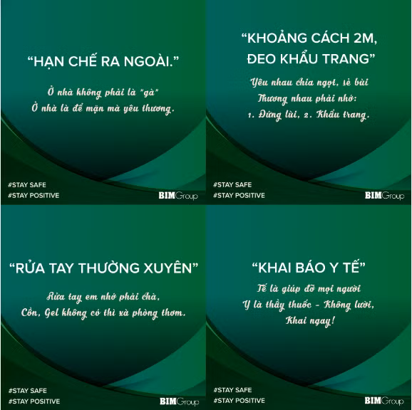 Các nội dung truyền thông #StaySafe #StayPositive hướng đến lan tỏa năng lượng tích cực trong cộng đồng mùa COVID-19.