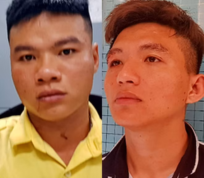 Hai đối tượng Lê Nguyễn Nam Khánh và Phạm Đình Thái sau khi bị bắt giữ.