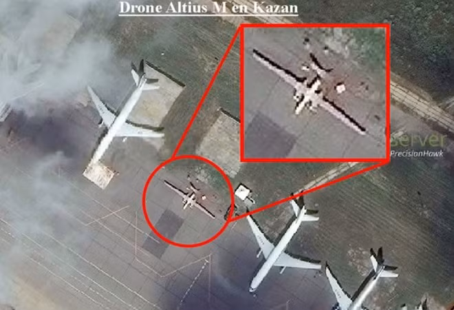 Ảnh chụp vệ tinh tại sân bay Kazan cho thấy UAV Altius-M chuẩn bị được thử nghiệm.