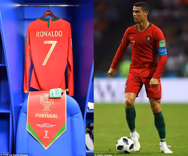 Góc của Ronaldo trong phòng thay đồ của đội tuyển Bồ Đào Nha. Ảnh: FIFA, Getty Image.