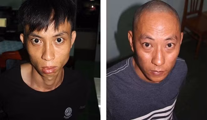Hai đối tượng Trần Hoàng Nhật Tùng và Đàm Minh Quang sau khi bị bắt giữ.