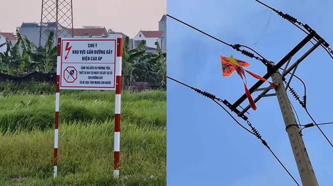 Mặc dù đã có cảnh báo nhưng vẫn nhiều người dân vẫn thả diều gần hành lang an toàn lưới điện.