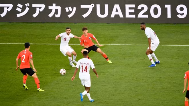 Hàn Quốc(áo đỏ) rời Asian Cup 2019 đầy tiếc nuối. Ảnh: AFC.
