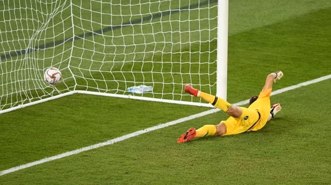 Bàn thắng duy nhất của Qatar. Ảnh: AFC.