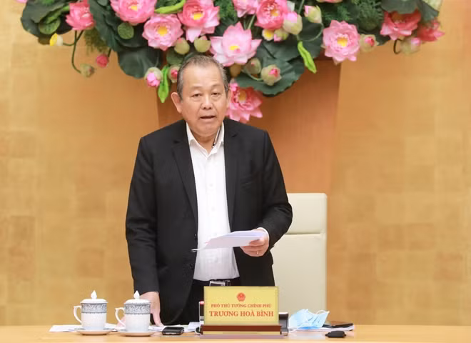 Phó Thủ tướng Thường trực Chính phủ Trương Hoà Bình phát biểu tại cuộc làm việc - Ảnh: VGP.