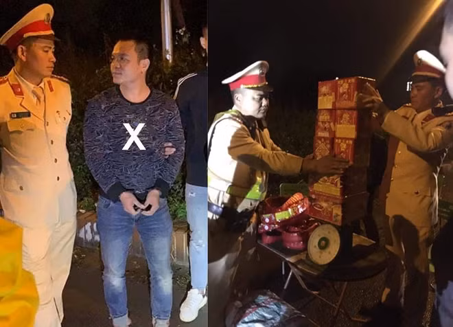 Tài xế Quyền (dấu X) và tang vật.