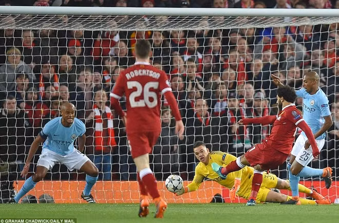 Mohamed Salah mở tỷ số trận đấu. Ảnh: Daily Sport.