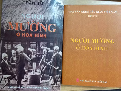 Bìa sách “Người Mường ở Hòa Bình” (phải) bản in năm 1996 và bìa sách “Người mường ở Hòa Bình” do NXB Thời Đại và Dự án tái bản năm 2012.