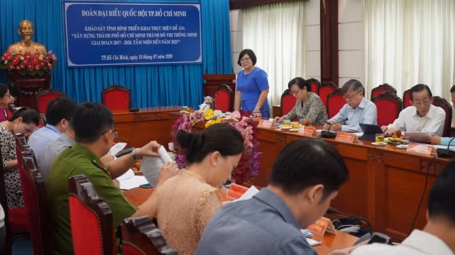 Đoàn đại biểu Quốc hội TP Hồ Chí Minh ghi nhận ý kiến các sở ngành về đề án phát triển đô thị thông minh.