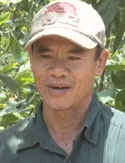 Anh Huỳnh Ngọc Hùng tại khu rừng keo lá tràm do chính bàn tay anh tạo lập nên.