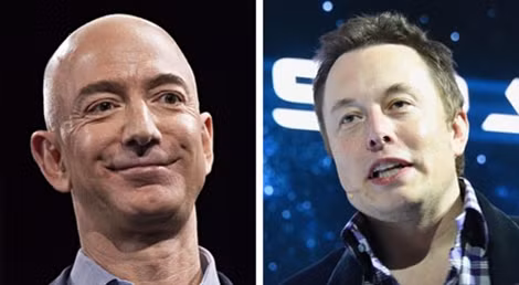 Một cuộc chiến âm thầm mà gay gắt giữa hai "ông lớn" Jeff Bezos (trái) và Elon Musk (phải) trên đường đua ngoài không gian.