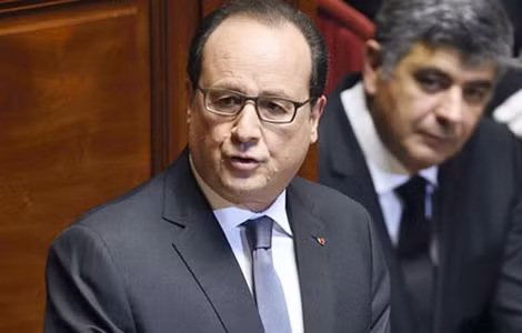Tổng thống Pháp Francois Hollande tại phiên họp Quốc hội lưỡng viện.