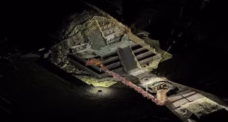Đồ họa cho thấy con đường hầm có lẽ dẫn đến một ngôi mộ hoàng tộc ở Teotihuacan.