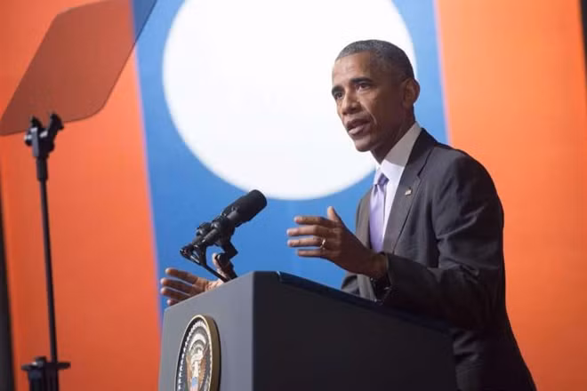 Tổng thống Mỹ Obama phát biểu trong Hội trường Văn hóa Quốc gia Lào