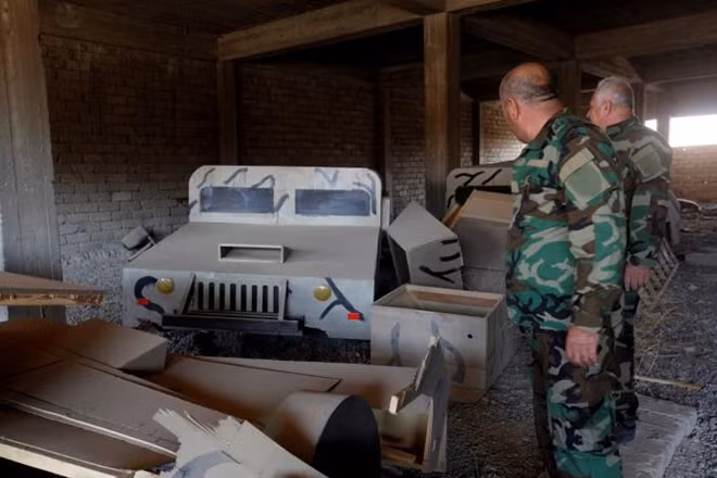 Một mẫu xe Humvee bằng gỗ dán của IS bị quân đội Iraq phát hiện