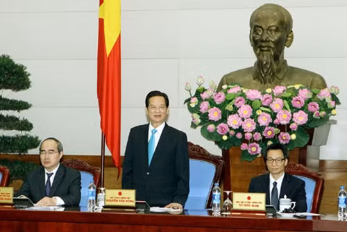 Thủ tướng Nguyễn Tấn Dũng phát biểu tại hội nghị. Ảnh: TTXVN.