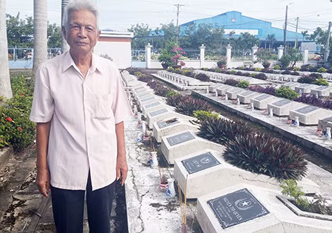Ông Nguyễn Vệ bên mộ liệt sĩ Nguyễn Thị Quyên (tức Tư Tâm, hiện vẫn chưa tìm thấy hài cốt). Ông Nguyễn Vệ bên mộ liệt sĩ Nguyễn Thị Quyên (tức Tư Tâm, hiện vẫn chưa tìm thấy hài cốt).