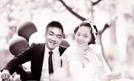 Tấm ảnh cưới bạn bè ghép cho anh Thư.