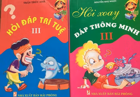 Sách cho thiếu nhi sai sót nhỏ nhưng hậu quả lớn. Trong ảnh: Bìa bộ sách "Hỏi đáp trí tuệ", "Hỏi xoay đáp thông minh" với nhiều câu hỏi, đáp khiến các bậc phụ huynh giật mình.