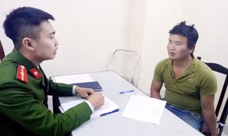 Đối tượng Phạm Thế Loát tại cơ quan Công an.