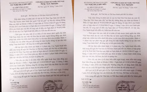 Trong một ngày, Cục Nghệ thuật Biểu diễn phát đi 2 công văn "tuýt còi" hành vi thi chui của 2 “nàng hậu”.