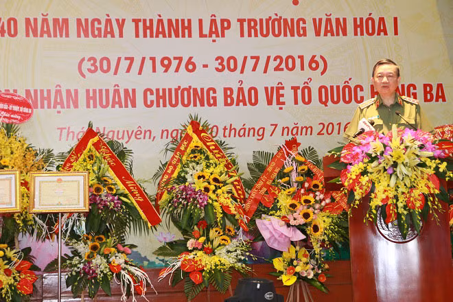 Bộ trưởng Tô Lâm phát biểu tại buổi lễ. Bộ trưởng Tô Lâm phát biểu tại buổi lễ.