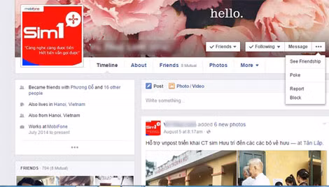 Nhấn nút “Report” để báo cáo về trang Facebook giả mạo.