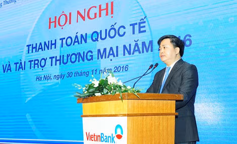 Tổng Giám đốc VietinBankLê Đức Thọ phát biểu tại Hội nghị.