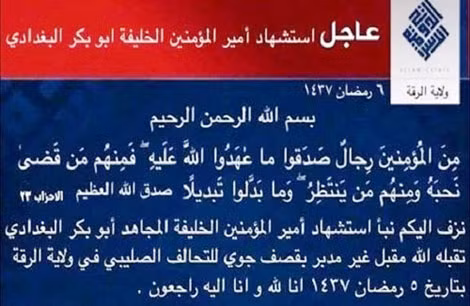 Thông tin về cái chết của thủ lĩnh tối cao Al-Baghdadi.