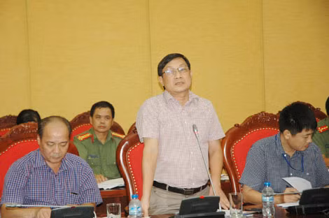 Đồng chí Đào Ngọc Lợi, Phó Cục trưởng Cục người có công Bộ Lao động – Thương binh xã hội phát biểu tham luận tại cuộc họp.