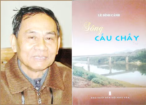 Nhà thơ Lê Đình Cánh và bìa một tập thơ của ông.