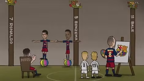 Trận El Clasico giữa Barcelona và Real Madrid, dù Messi không đóng vai trò chính nhưng đã có Iniesta cùng 2 nghệ sỹ xiếc Neymar và Suarez giúp biến những siêu sao Real thành cột gỗ.