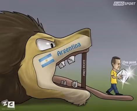 Lucas Lima lấy về một điểm quý giá cho Brazil từ miệng con sử tử Argentina.