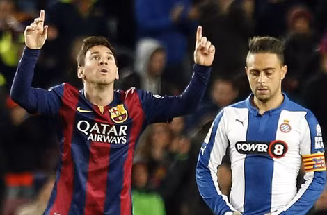 Messi lập hattrick giúp Barca rút ngắn khoảng cách với Real trong cuộc đua đến ngôi vô địch. (nguồn ảnh BBC.COM).