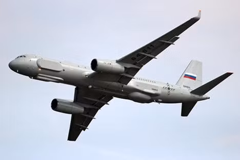 Máy bay trinh sát tối tân TU-214R của Nga đang được triển khai ở Syria để thu thập thông tin tình báo về Syria. Ảnh: Rimma Sadykova