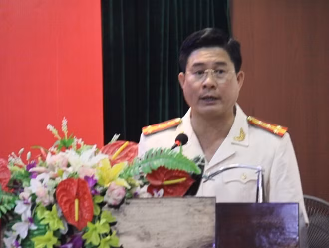 Đại tá Nguyễn Tuấn Anh phát biểu nhận nhiệm vụ trên cương vị mới