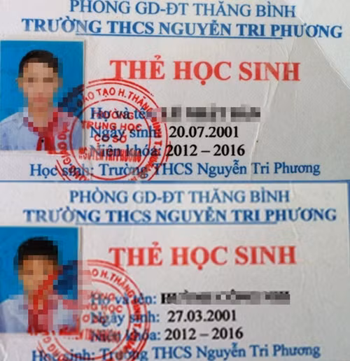 Thẻ học sinh của 2 em.