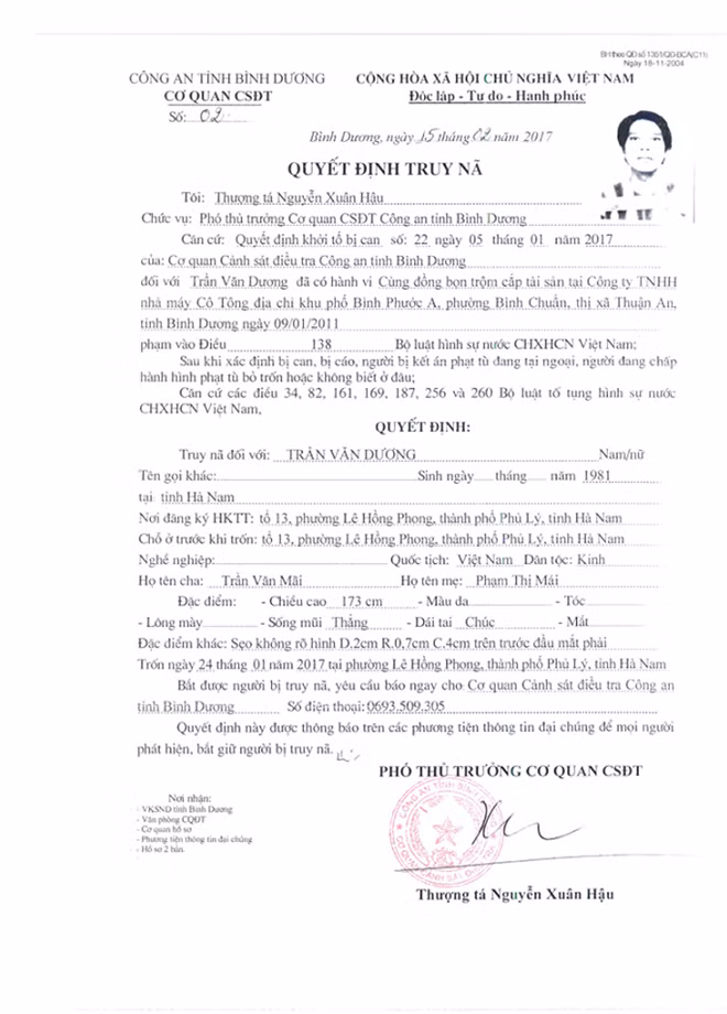 Lệnh truy nã Dương