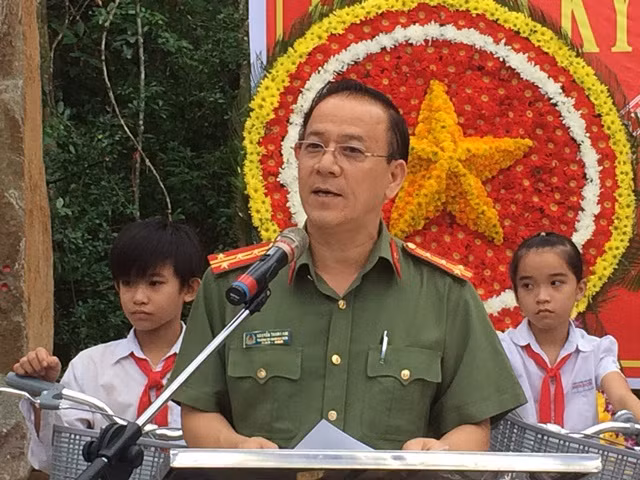 Đại tá Nguyễn Thanh Hải, Trưởng Cơ quan đại diện Báo CAND tại TP Hồ Chí Minh phát biểu tại buổi lễ
