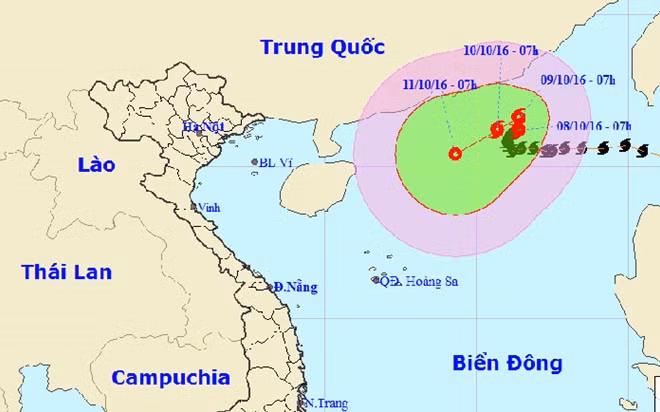 Dự báo hướng đi của Bão số 6.