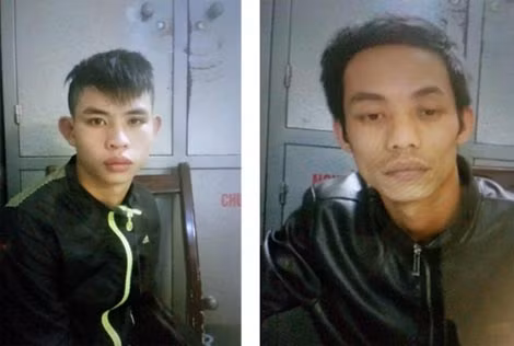 Đối tượng Hà và Thắng tại cơ quan Công an.