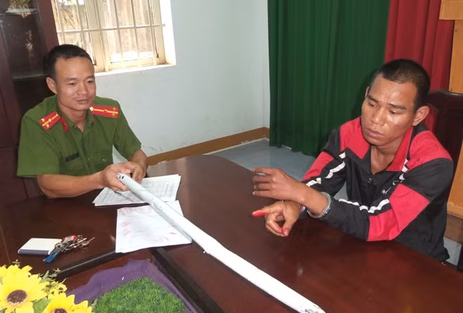 Đối tượng Thanh tại cơ quan điều tra.